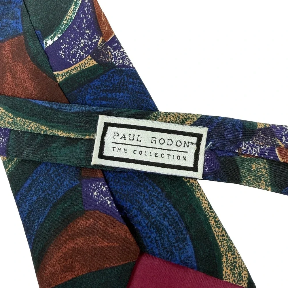 PAUL‎ RODON The Collection Silk Tie Abstract Geometric Multicolor Vintage